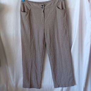 WEEKENDERS brown/cream knit pants, zip, elastic waist, stretchy,  comfy